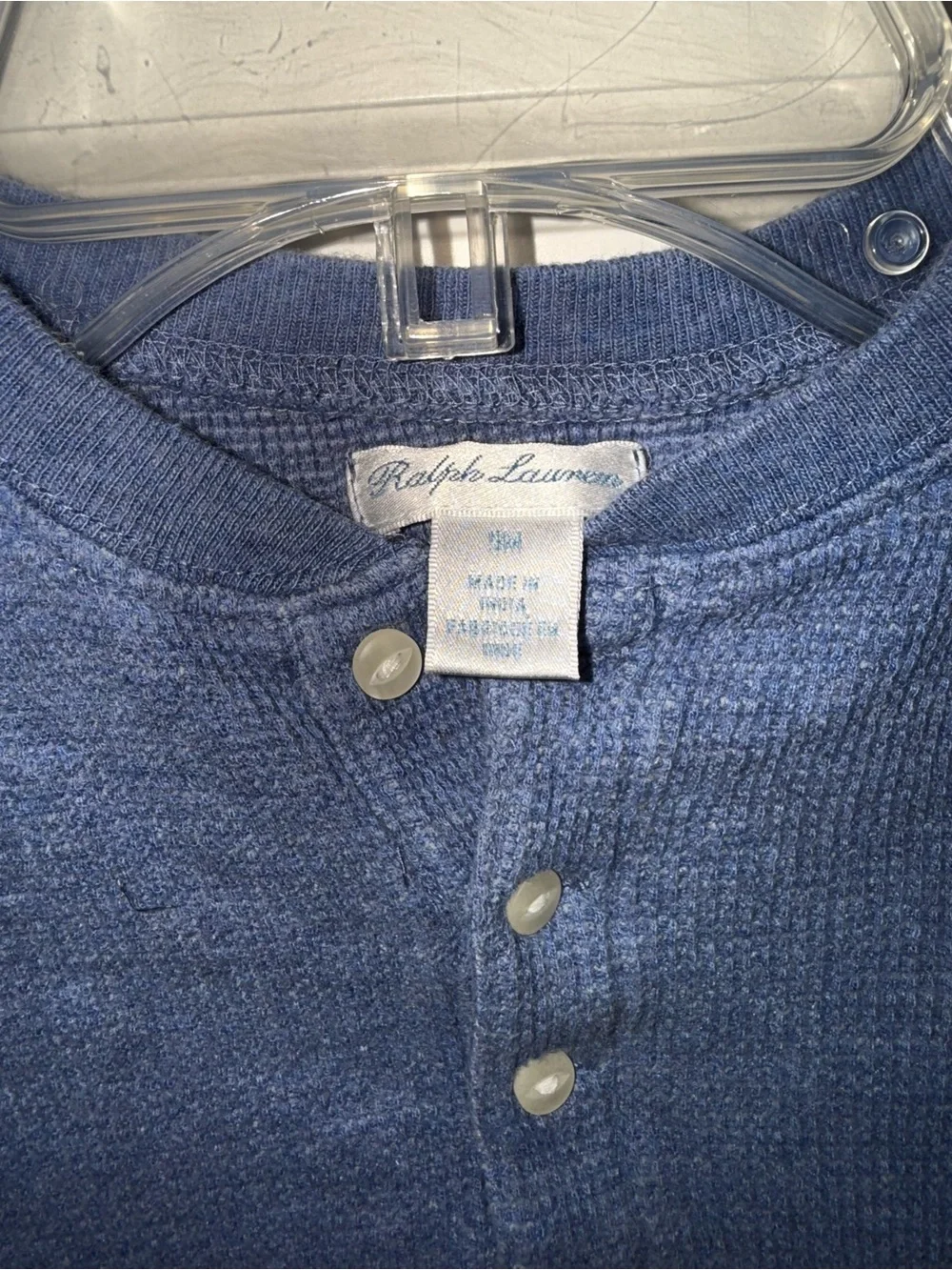Baby 9m Ralph Lauren thermal shirt boys or unisex 1/4 button up navy blue